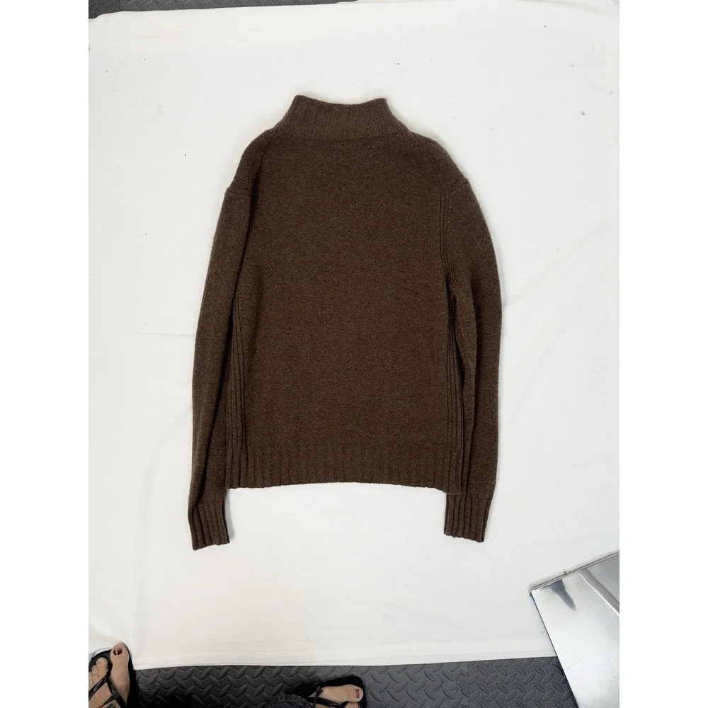 J.Crew Sweater Brown Mock Neck Merino Alpaca Knit Cozy Pullover Women's L